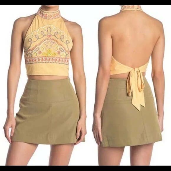 Free People GOA Embroidered Halter Tank NWT $98 - Picture 1 of 6